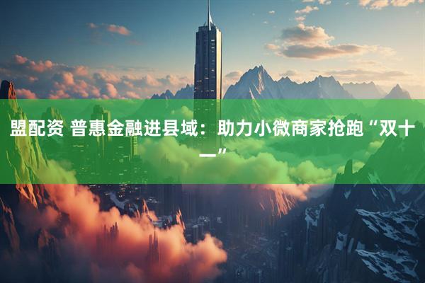 盟配资 普惠金融进县域：助力小微商家抢跑“双十一”